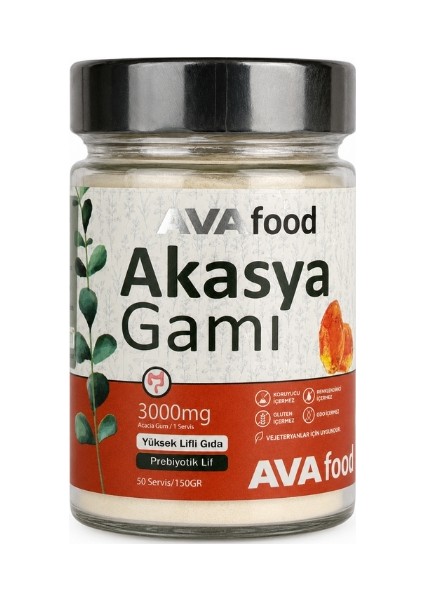 Akasya Gamı Prebiyotik Lif Kaynağı Saf Temiz Içerik 150 Gram Ava Vitamin Food