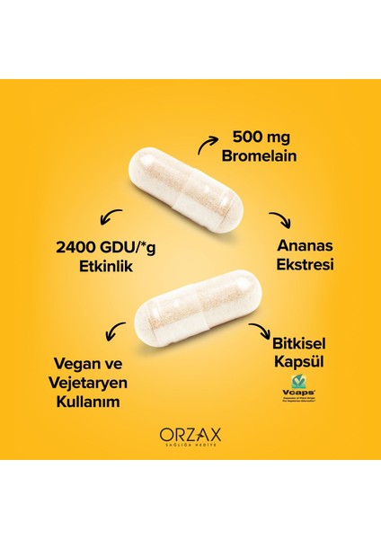 Oreviosell Orzax Ocean Bromelain 500 Mg 30 Kapsül modelleri