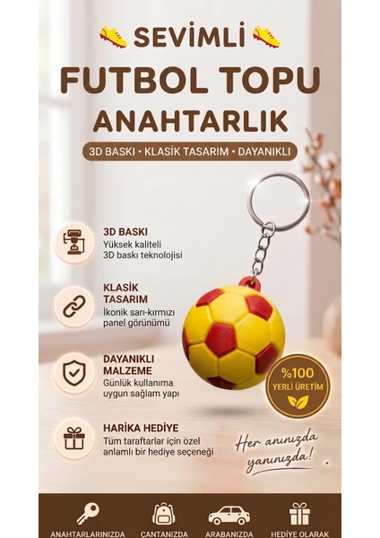 Futbol Topu Figürlü Anahtarlık – 3D Baskı Sporcu Aksesuarı – Süsü