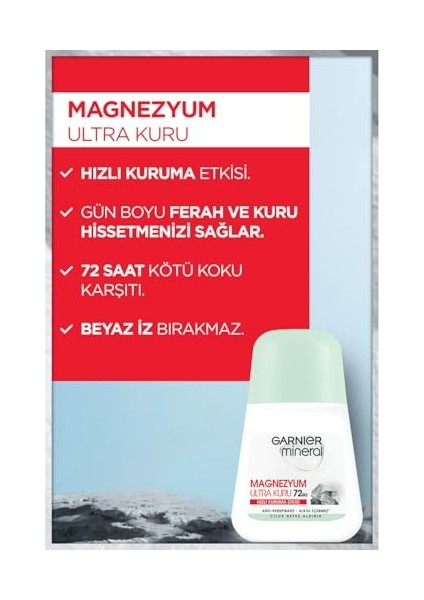 Garnier Mineral Magnezyum Ultra Kuru Roll-On Deodorant modelleri