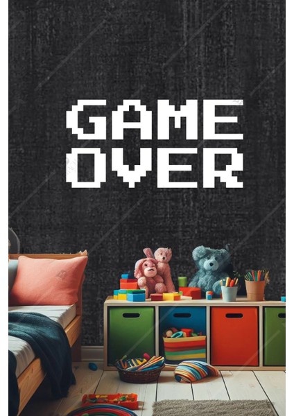 Game Over Yazılı Oyuncu Ahşap Duvar Dekoru Süsü Tablosu modelleri