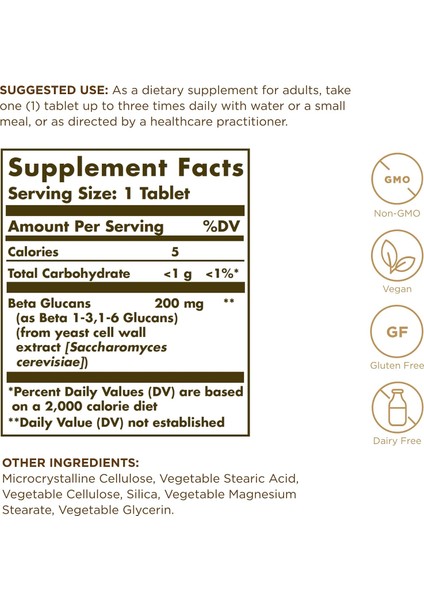 Beta 1,3 Glucans 60 Tablet Aromasız Renkli fiyatları