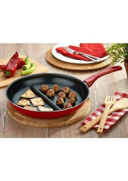 Papilla Redio 30 cm Cingöz Çift Bölmeli Tava, Kırmızı fiyatları