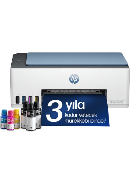 HP 1F3Y4A 585 SMART TANK - WIRELESS ALL-IN-ONE RENKLİ MÜREKKEP PÜSKÜRTMELİ TANKLI YAZICI 12PPM 1F3Y4A