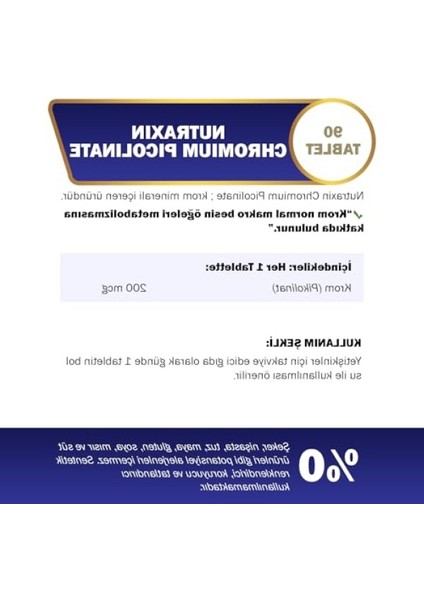 Krom Picolinate 200 Mcg 90 Tablet Takviye Edici Gıda fiyatları