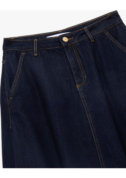 Pamuklu Cep Detaylı Midi Balon Denim Etek indirimleri