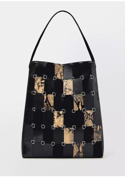 Patchwork Deri Shopper Çanta modelleri