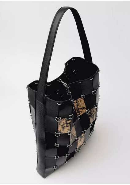 Patchwork Deri Shopper Çanta
