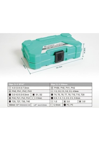 Pro'skit SD-9857M 57 Parça Hassas Tornavida Seti modelleri