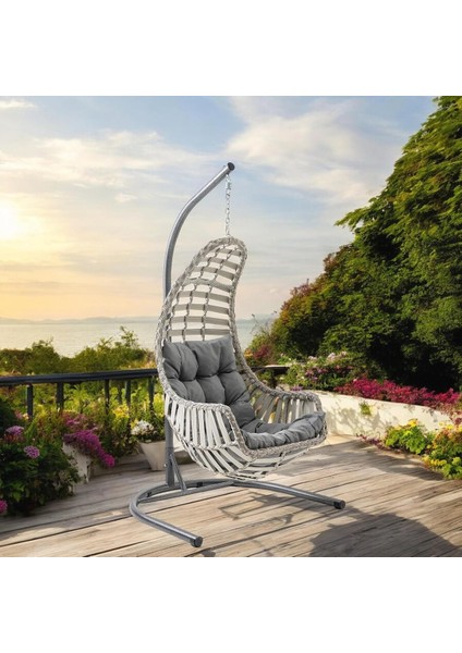 Datça Tekli Rattan Bahçe Balkon Salıncağı Cappuccino modelleri