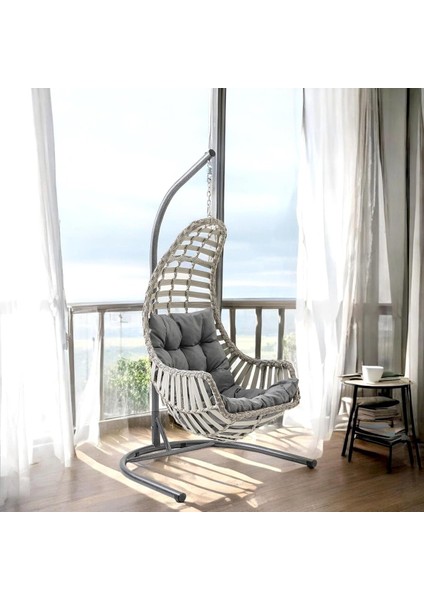 Datça Tekli Rattan Bahçe Balkon Salıncağı Cappuccino fırsatları