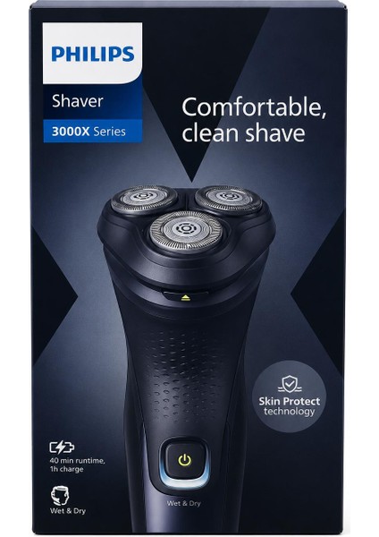 Philips 3000X Series Şarjlı Erkek Tıraş Makinesi Islak Kuru 3 Başlıklı