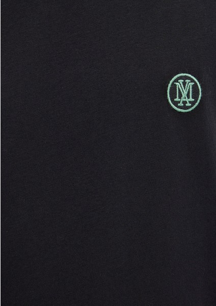 Mavi Logo İşlemeli Siyah Basic Tişört 067074-900