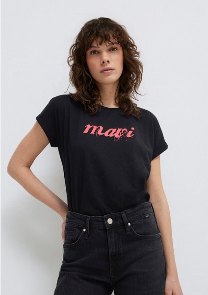 Mavi Logo Baskılı Siyah Tişört 166422-900 fiyatları