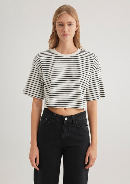 Çizgili Crop Tişört 1612700-85308 modelleri