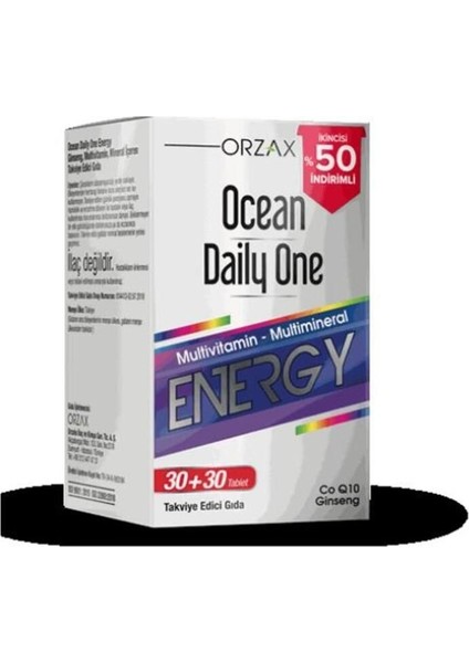 Daily One Energy 30 Tablet Ginseng ve Koenzim Q10 İçeren Multivitamin Takviye