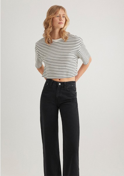 Çizgili Crop Tişört 1612700-85308 fiyatları