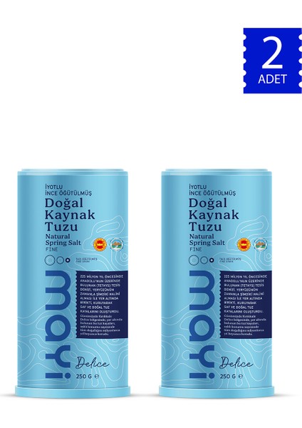 Mayi Tuz Mayi Iyotlu Öğütülmüş Sofra Tuzu 250 G Tuzluklu – 2\'li Fırsat Paketi