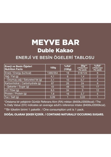 Fellas Meyve Bar, Duble Kakaolu, 35GR x 12 Adet fiyatları