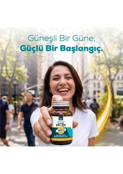 Vitamin D3 + K2 1000 IU 60 Softgel Kapsül Gluten Free TR Menşeli Takviye Edici Gıda