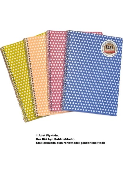 Fast Notebook Spiralli Pp. Kapak A4 80YP. Kareli Defter 8571 - Tekli modelleri