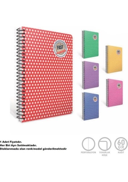 Fast Notebook Spiralli Pp. Kapak A4 80YP. Kareli Defter 8571 - Tekli fırsatları
