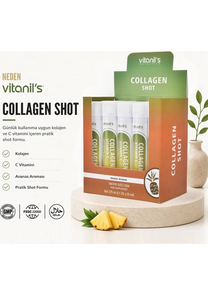 Collagen Shot (Ananas Aromalı C Vitamini) 15X25ML fiyatları