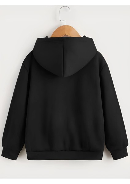 Çocuk Kapüşonlu Tatlı Kedi Baskılı Sweatshirt - Siyah fiyatları