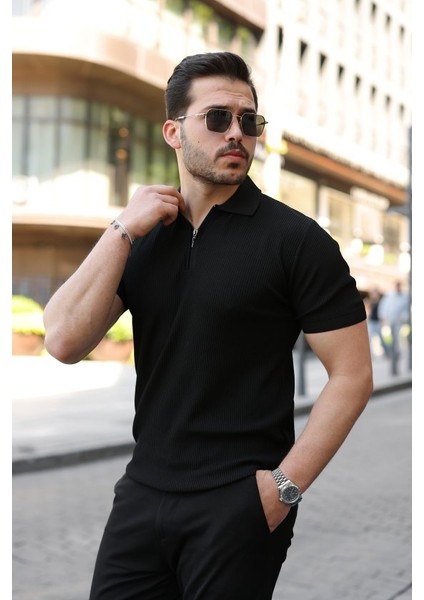 Erkek Fermuarlı Yakalı Kısa Kollu Tshirt indirimleri