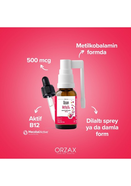 Megsan Ocean Methyl B12 Dilaltı Sprey 500MCG 5 ml modelleri