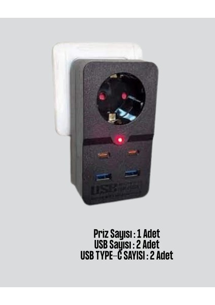 Tip Akım Koruma Prizi 10A 2500W USB Type C Destekli fiyatları