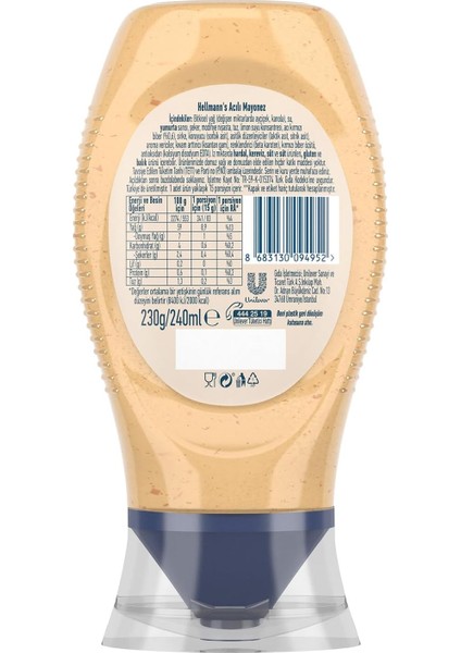 Canarino Hellmanns, Hellmann's Acılı Mayonez 230GR modelleri