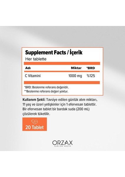 Efervit Vitamin C 1000 Mg 20 Eff Tablet (4 Paketi) fiyatları