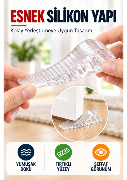 4 Adet Şeffaf Silikon Kapı Altı Stoperi Kaydırmaz Kapı Durdurucu 12 cm Kapı Sabitleyici fırsatları