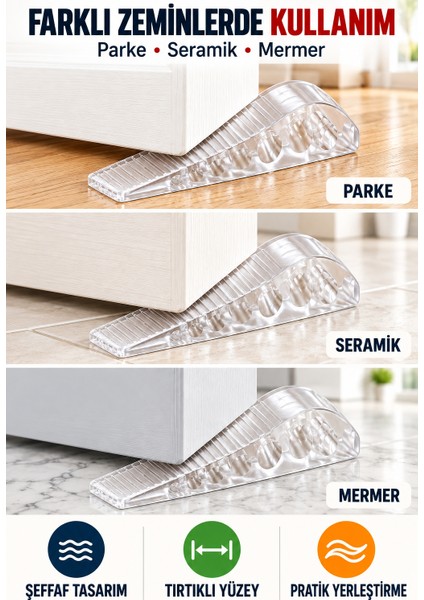 4 Adet Şeffaf Silikon Kapı Altı Stoperi Kaydırmaz Kapı Durdurucu 12 cm Kapı Sabitleyici