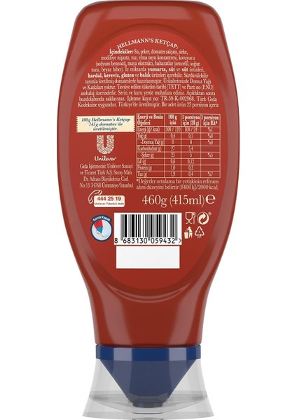 Acanticaret Hellmanns, Hellmann's Ketçap 460GR fiyatları