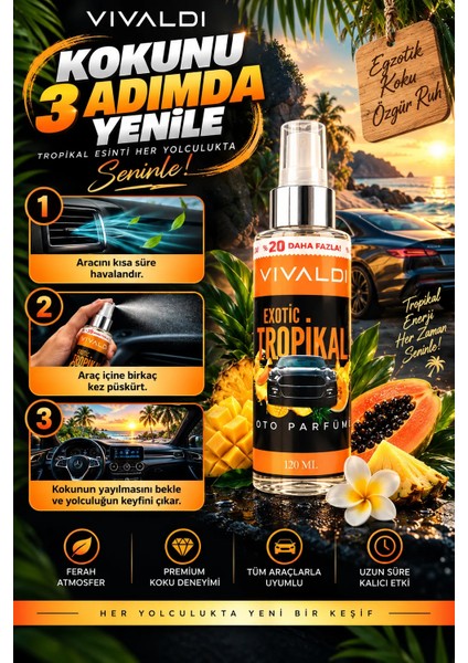 Exotic Tropikal Araba Kokusu Sprey 120 ml | Kalıcı Ferahlık modelleri