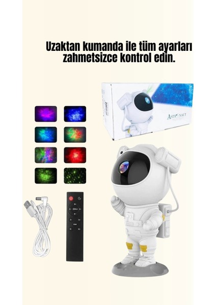 Bluetooth ve Dahili Ses Özellikli Astronot Projeksiyon Lambası modelleri