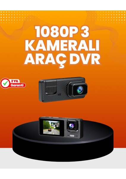 Renas Store Araç Içi Güvenlik Kamerası | 3 Kanallı 24 Saat Park Kaydı Destekli