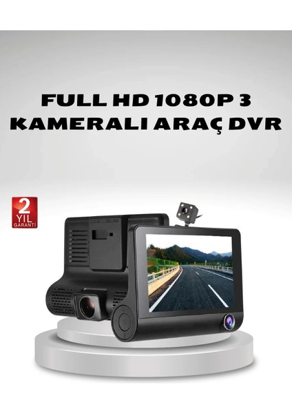 Renas Store Araç Kamerası 3’lü Full Hd Dvr 1080P Gece Görüşlü ve G-Sensörlü