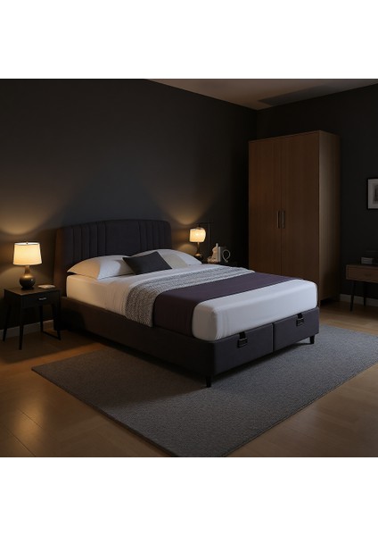 Canto Baza Antrasit Çift Kişilik 2'li Set Modern Tasarım ve Dayanıklı Yapı 140 x 190 cm