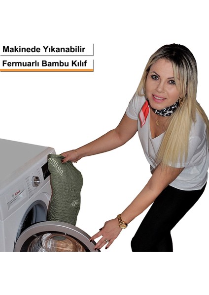 Bambu Serisi Ortopedik Diz Yastığı Standart Ebat Haki Renk Bambu Dış Materyal ile Konfor fırsatları