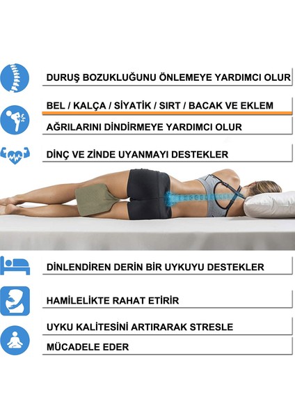 Bambu Serisi Ortopedik Diz Yastığı Standart Ebat Haki Renk Bambu Dış Materyal ile Konfor indirimleri
