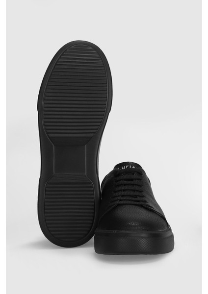 Tommy Siyah Erkek Deri Sneaker Ayakkabı Düz Tabanlı Günlük Kullanım İçin Tasarlandı
