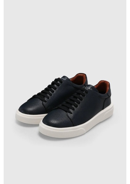 Tommy Siyah Erkek Deri Sneaker Ayakkabı Düz Tabanlı Günlük Kullanım İçin Tasarlandı