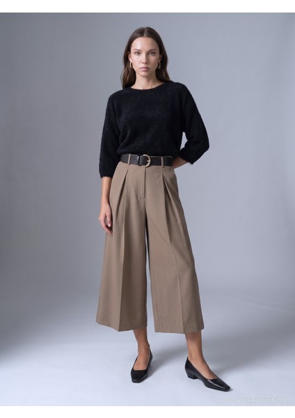 72796 Kemerli Culotte Pantolon-Bej fırsatları