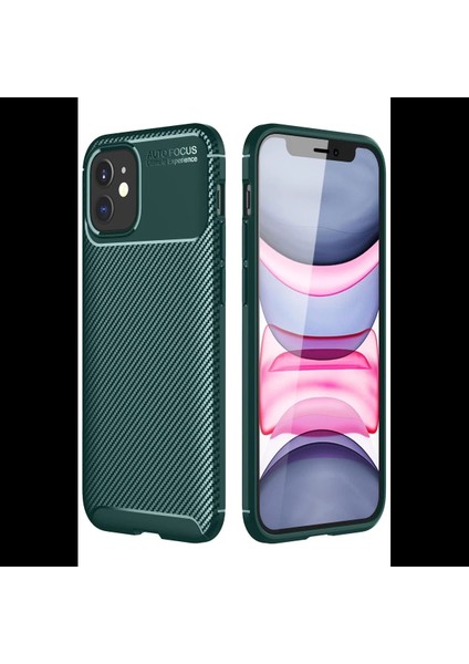Apple iPhone 12 Mini Kılıf Auto Focus Karbon Kapak - Yeşil modelleri