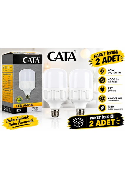 50 W LED Ampul CT-4262 - Beyaz Isik 2 Adet