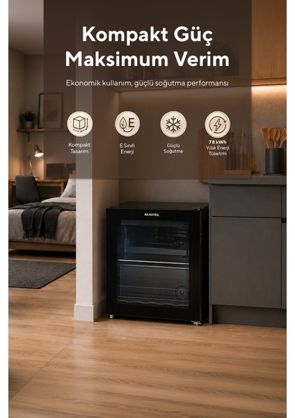 HMB-60 44 L Cam Kapılı Mini Buzdolabı (Minibar) fiyatları