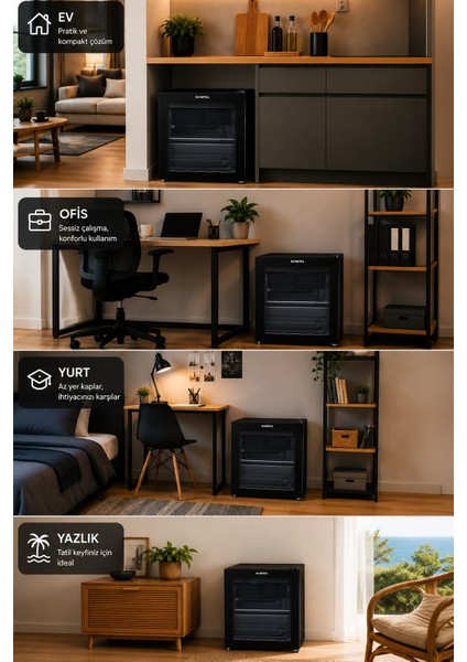 HMB-60 44 L Cam Kapılı Mini Buzdolabı (Minibar)